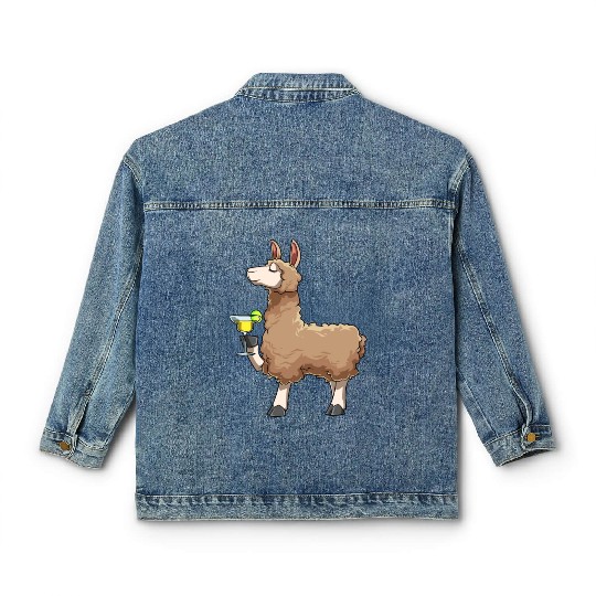 Funny Alpaca Drinks Cocktail for a Alpaca lover Classic Women's Denim Jackets