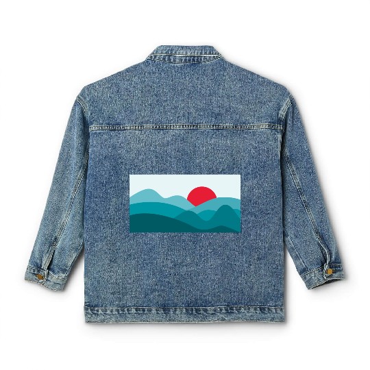 Minimalist Sun Teal Blue Classic Women's Denim Jackets