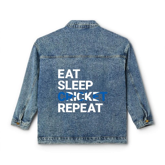 Eat Sleep Cricket Repeat Scotland Flag Sports Gift Classic Women's Denim Jackets