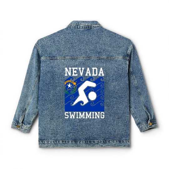 Nevada Flag Swimming Team Swim Swimmer US State Classic Women's Denim Jackets