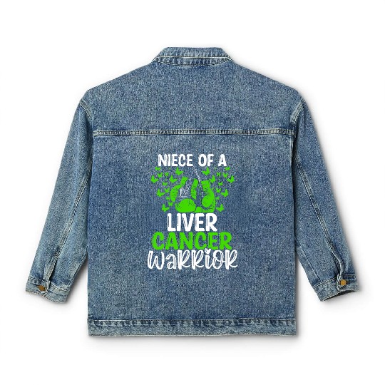 Liver Cancer Awareness Niece Aunt Uncle Classic Women's Denim Jackets