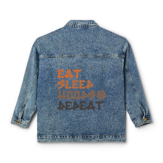 Eat Sleep Hoops Repeat Basketball Classic Women's Denim Jackets