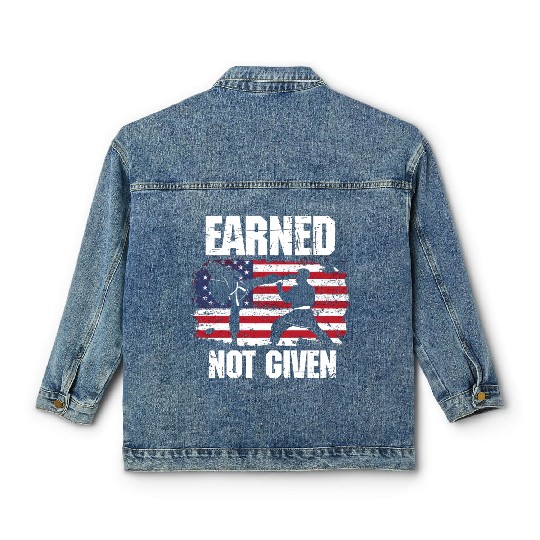 Earned Not Given! Karate Fighter Martial Arts Classic Women's Denim Jackets