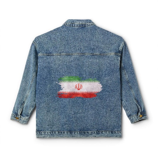 Iran - national flag, brush effect Classic Women's Denim Jackets