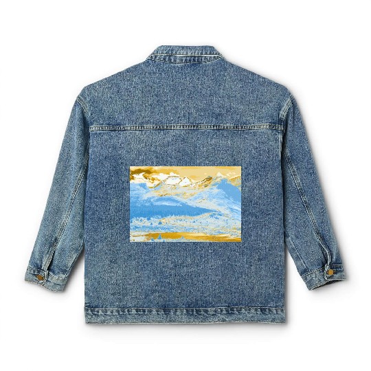 Golden Blue Mountain Lake Classic Women's Denim Jackets