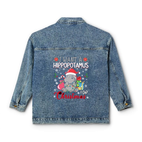 I Want A Hippopotamus For Christmas Xmas Hippo Paj Classic Women's Denim Jackets