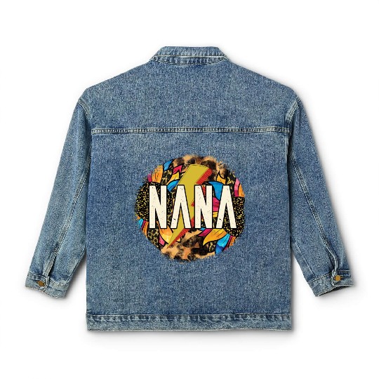 Western Nana Classic Women's Denim Jackets, Nana Sublimation Design, Nan