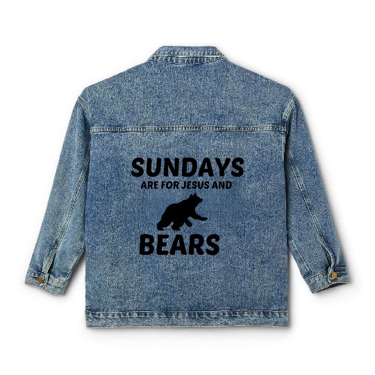 BEARS AND JESUS SUNDAY Classic Women's Denim Jackets