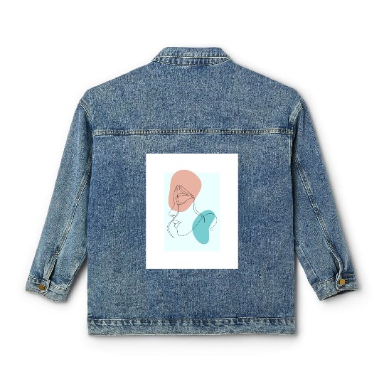 beige minimalist woman line art Classic Women's Denim Jackets