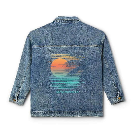 Artistic Jacksonville Florida Palm Tree Vacation Classic Women's Denim Jackets