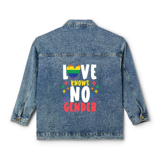 Love Knows No Gender Rainbow Pride Month Classic Women's Denim Jackets