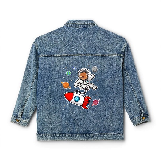 capybara astronaut in space Funny Rodent Lover Pun Classic Women's Denim Jackets