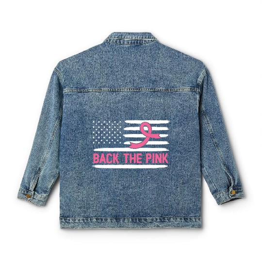 USA Flag Breast Cancer Awareness Classic Women's Denim Jackets