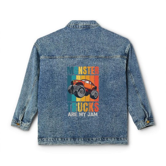 Monster Trucks Are My Jam Vintage Retro Classic Women's Denim Jackets