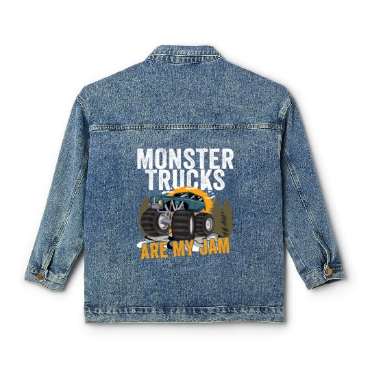 Monster Trucks Are My Jam Vintage Retro Classic Women's Denim Jackets