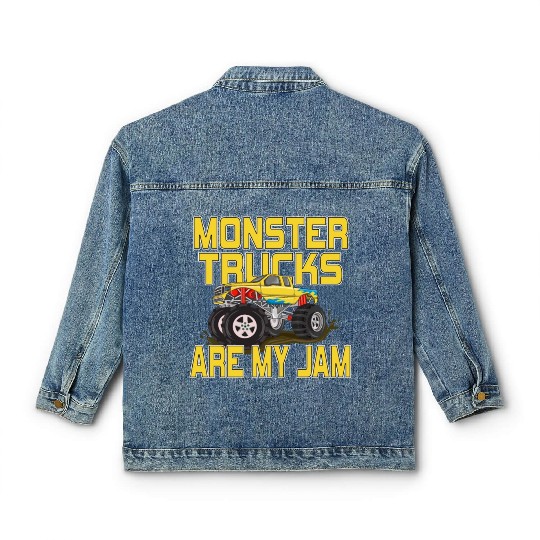 Monster Trucks Are My Jam Vintage Retro Classic Women's Denim Jackets
