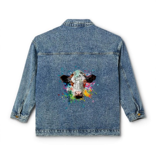 Cow Cows Cow Head Farmer Agriculture Classic Women's Denim Jackets