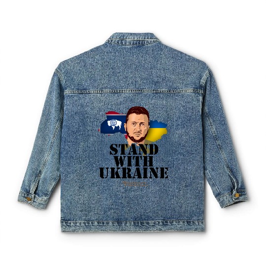 Ukraine Wyoming Flags Zelensky Classic Women's Denim Jackets