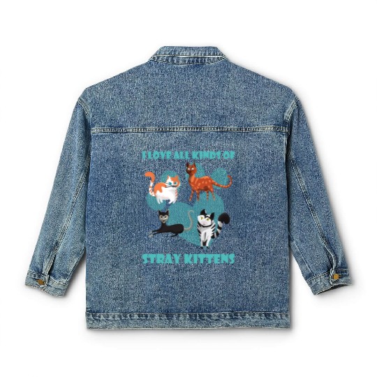 I love all kinds of stray cats stray kitten rescue Classic Women's Denim Jackets