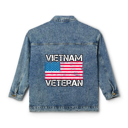 Vietnam Veteran Vintage Us Flag Military Vet Classic Women's Denim Jackets