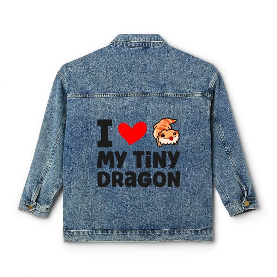 I Love My Tiny Dragon Reptile Pogona Lizard Classic Women's Denim Jackets