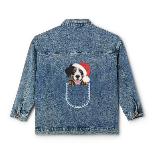Bernese Mountain Dog Merry Christmas Classic Women's Denim Jackets