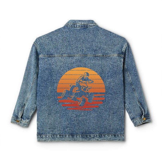 ATV Biker Retro Motocross 4 wheeler Quad Classic Women's Denim Jackets