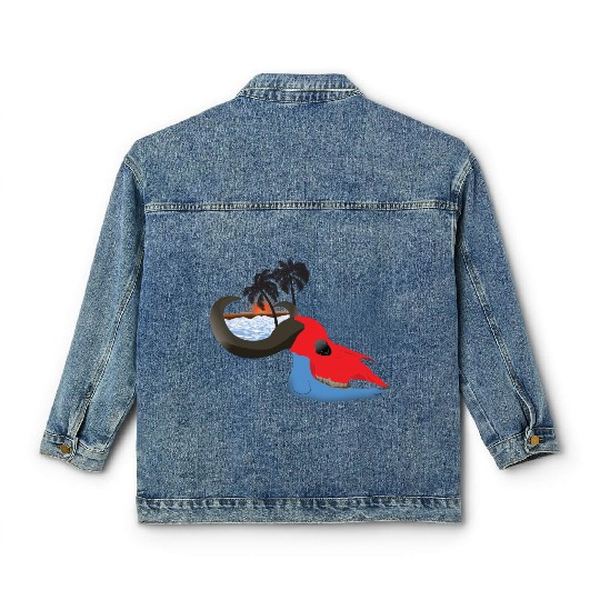 buffalo skull colorful Classic Women's Denim Jackets