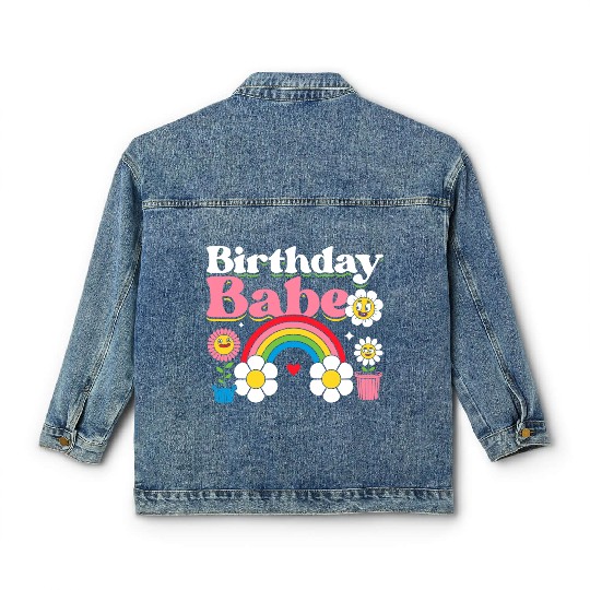 Pastel Daisy Rainbow Birthday Girl Classic Women's Denim Jackets