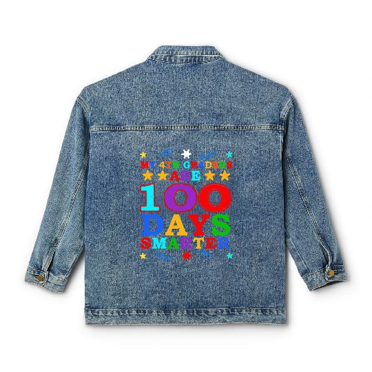 100th Day 4th Grade Teacher 100 Days Of School Classic Women's Denim Jackets