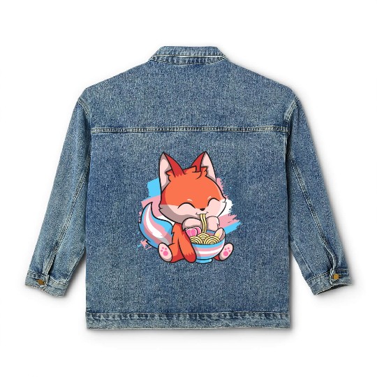 Transgender Pride Kawaii Fox Ramen Noodles Trans F Classic Women's Denim Jackets