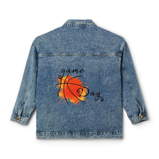 Game Day Basketball Lightning Bolt Classic Women's Denim Jackets