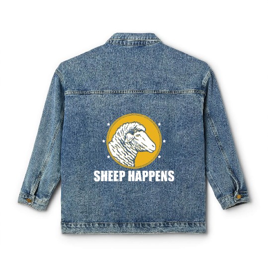 Sheep Happen's Word Game Sheep Herd Farm Classic Women's Denim Jackets