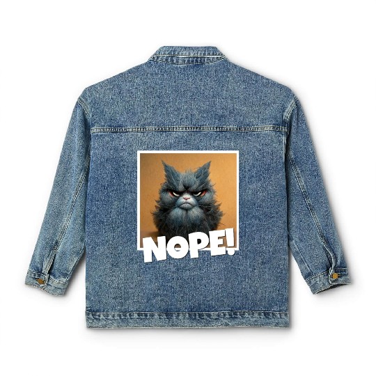 3d cat grumpy Coffee I hate people good morning Classic Women's Denim Jackets