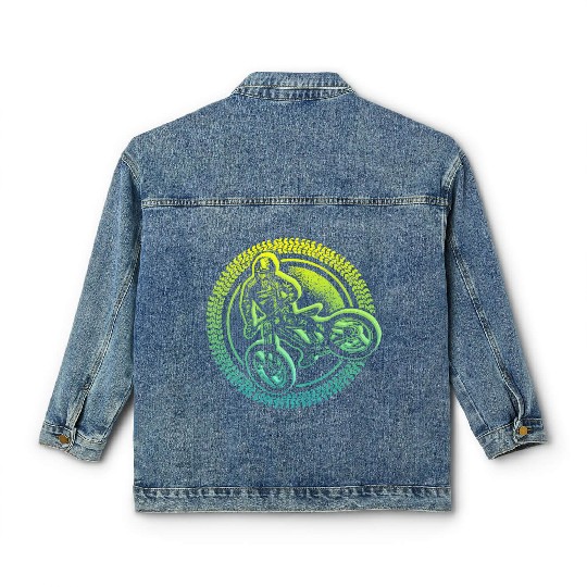 Mountain Bike Riding Biking Bicycle Cyclist Classic Women's Denim Jackets