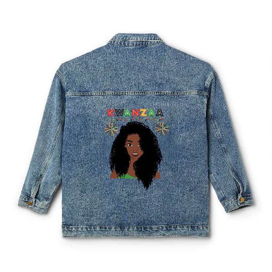 Happy Kwanzaa African Pride Black Woman Classic Women's Denim Jackets