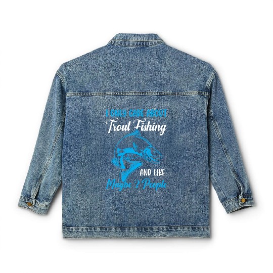 Trout Fishing and like maybe 3 people Classic Women's Denim Jackets