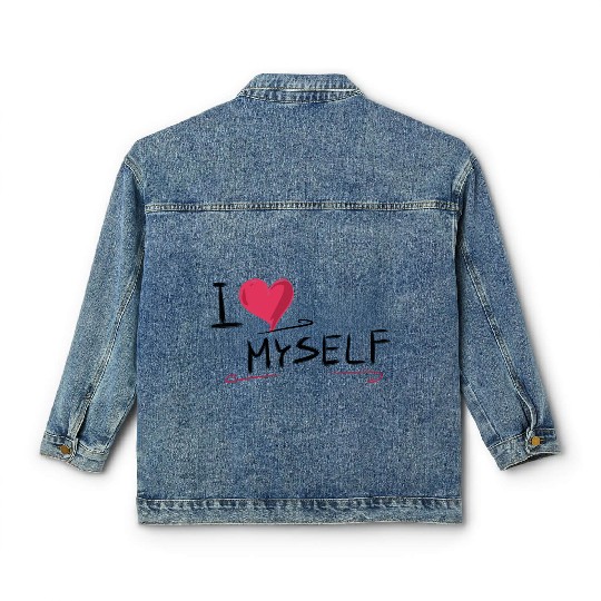 i love me heart text saying Classic Women's Denim Jackets