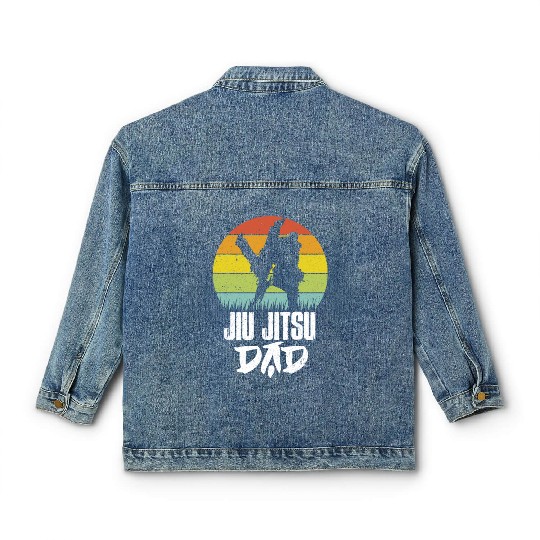 Jiu-Jitsu Dad BJJ Father Vintage Martial Arts MMA Classic Women's Denim Jackets