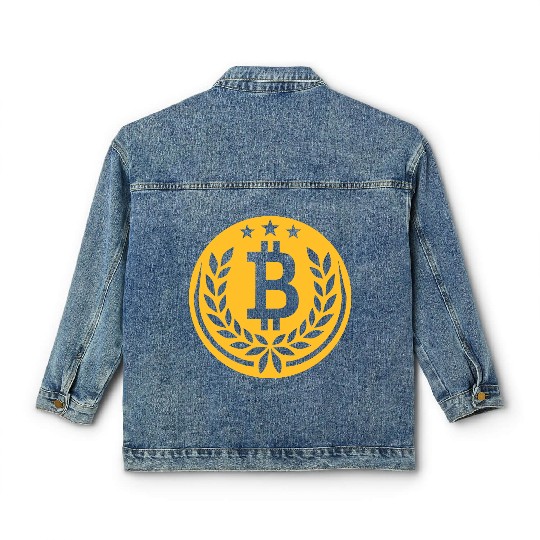 emblem bitcoin laurel wreath Classic Women's Denim Jackets