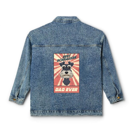 Best Miniature Schnauzer Dad Ever I Schnauzer Classic Women's Denim Jackets