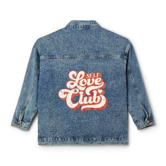 SELF LOVE CLUB IN GROOVY TYPO Classic Women's Denim Jackets