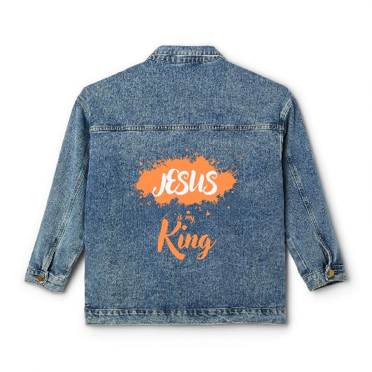 JESUS is my King orange light Classic Women's Denim Jackets