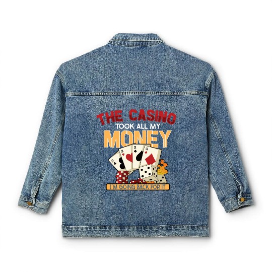 Poker Casino Poker Player Gambling Roulette Gift Classic Women's Denim Jackets