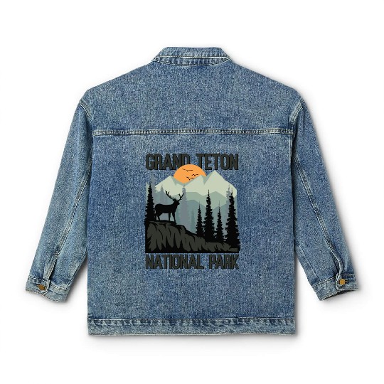 Grand Teton National Park Mountains Wilderness Classic Women's Denim Jackets
