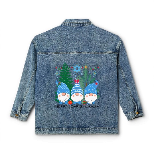 Merry Christmukkah, Jewish Christmas, Hanukkah Classic Women's Denim Jackets