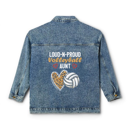 Loud-N-Proud Volleyball Aunt Birthday Party Family Classic Women's Denim Jackets