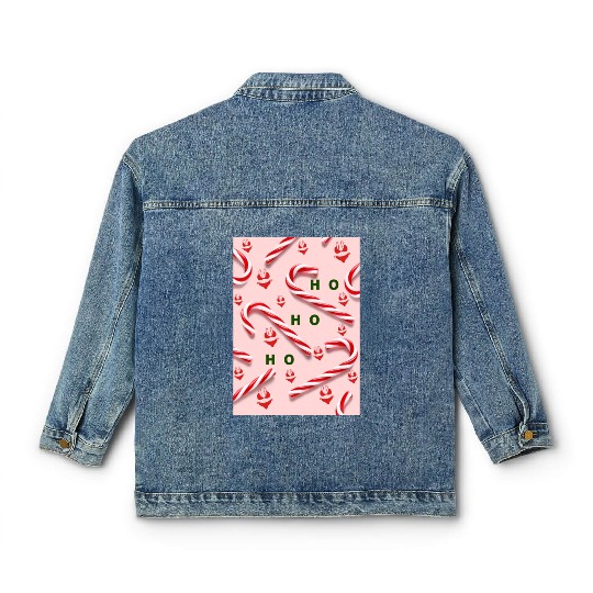 Funny Christmas Candy Canes Classic Women's Denim Jackets