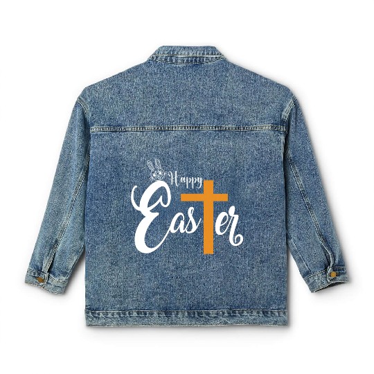 Happy Easter Egg Classic Women's Denim Jackets, Easter Unicorn Classic Women's Denim Jackets,