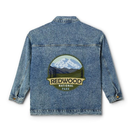 Cool Vintage Retro Redwood National Park Mountain Classic Women's Denim Jackets